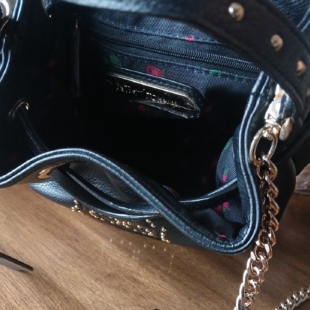 Betsey Johnson Black Studded Robot Drawstring Crossbody Bag 🤖🌹 - Picture 3 of 9